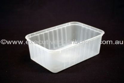 Picture of Premium Rectangle 1000ml Ribbed Plastic Reusable Freezer Grade Container CLEAR - Genfac 