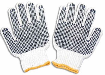 Picture of Glove -Poly/Cotton with Polka Dot Grip -Mens (Black/Blue Cuff) 