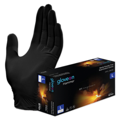 Picture of Gloves Nitrile Powder Free Textured Fingertips - Premium Black - SIZES S - L (select)