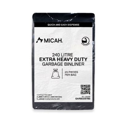 Micah Garbage Bin Liners 240L Black Extra Heavy Duty | Wholesale Cleaning Supplies Brisbane