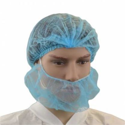 Blue double loop disposable beard cover made from non-woven polypropylene | Food Processing Supplies Queensland