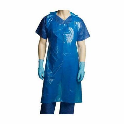 Disposable blue polyethylene full-length apron with back ties, 1500mm, HACCP certified | Food Processing Supplies Queensland