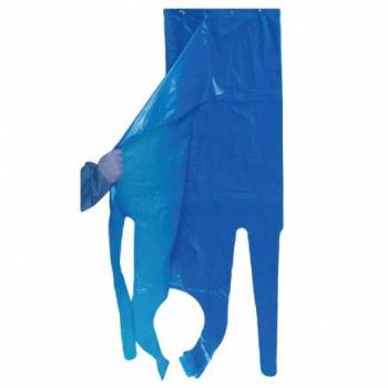 Disposable blue polyethylene full-length apron with back ties, 1500mm, HACCP certified | Food Processing Supplies Queensland