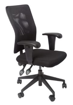 Picture of Operator Chair - Medium Back, Adjust Arms, Fully Ergonomic, Fabric Seat, Mesh Back