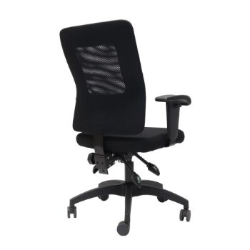 Picture of Operator Chair - Medium Back, Adjust Arms, Fully Ergonomic, Fabric Seat, Mesh Back